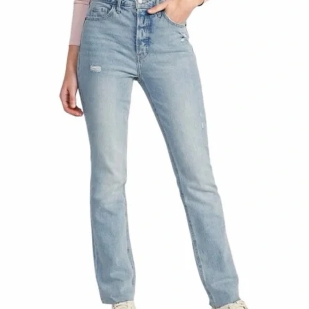 Old Navy Extra High-Waisted Button-Fly Kicker Bootcut Cut-off Jeans- 12 Long